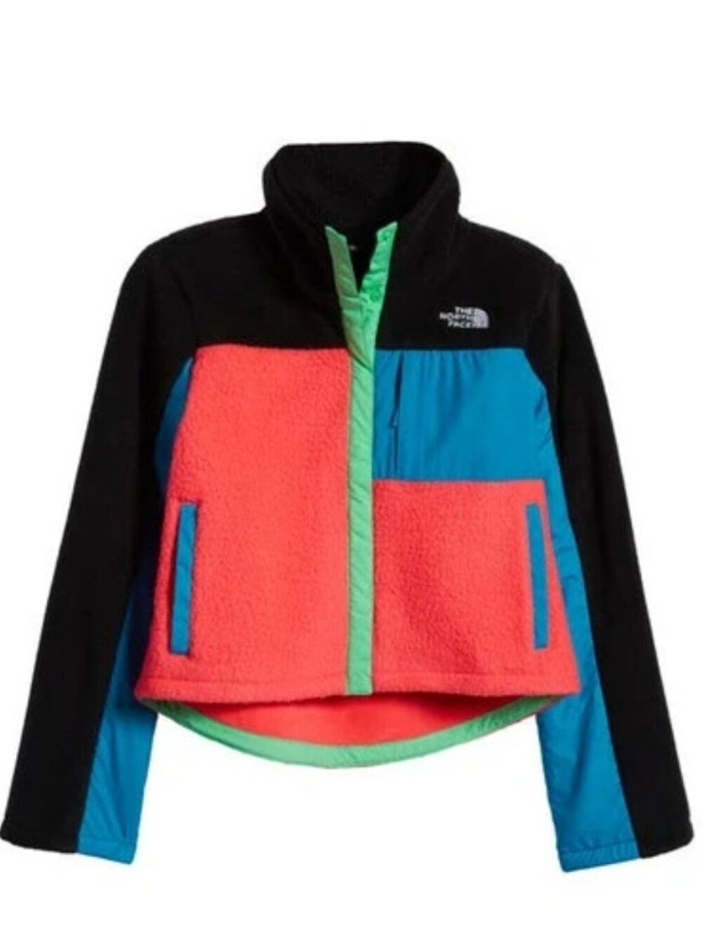 THE NORTH FACE Girls Fleece Mashup Jacket Size 7 Black Coral Outdoors